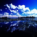 3D sky and lake logo