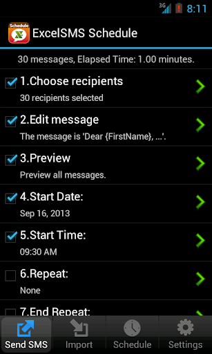 ExcelSMS Schedule