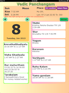 Panchangam for any place time