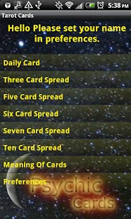 Android application Tarot Cards screenshot