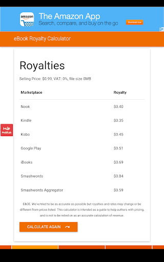 eBook Royalty Calculator