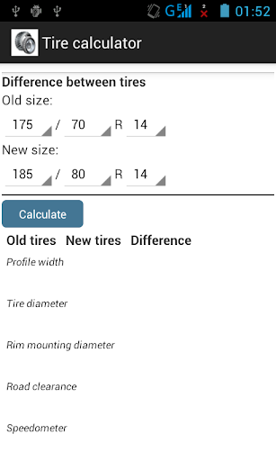 Tire calculator