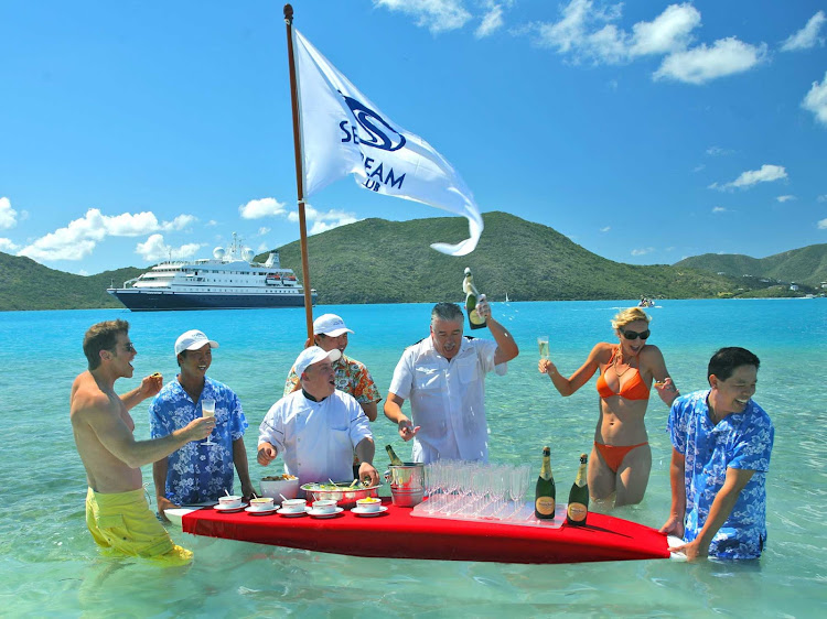 Take part in the Champagne Caviar Splash during a shore excursion on your SeaDream cruise.