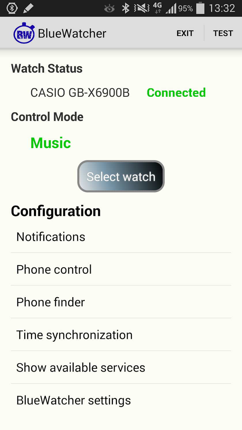 BlueWatcher Screen 1
