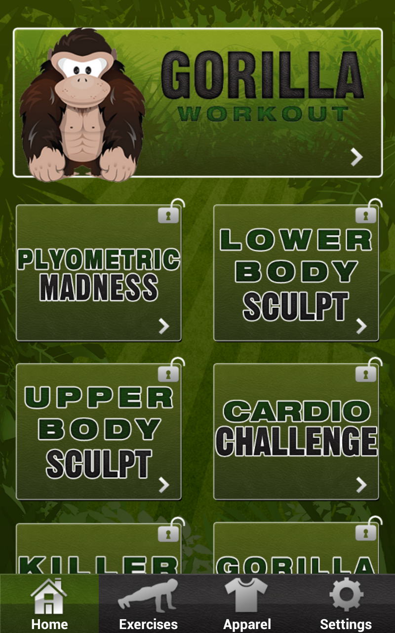 Gorilla Workout: Strength Plan Screen 1