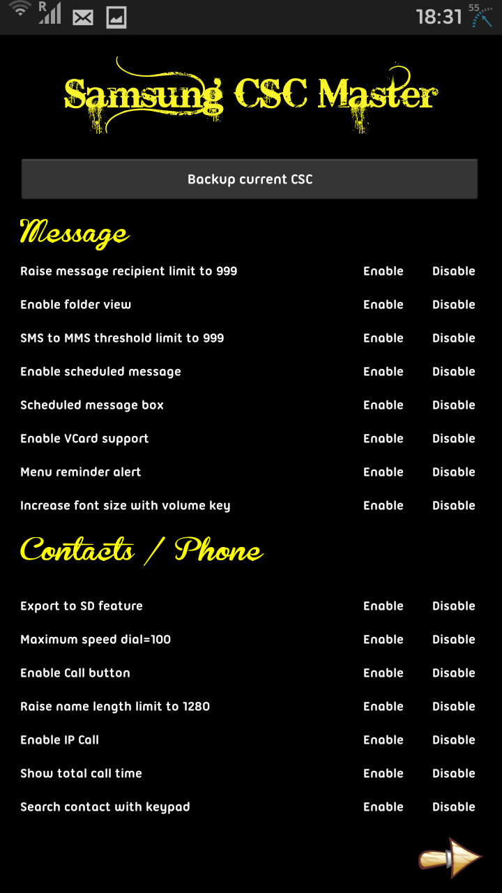 Samsung CSC Master+Tweaker Pro Screen 2