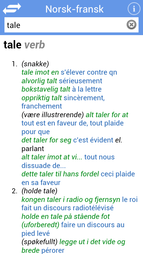 Ordnett - Fransk blå ordbok Screen 3