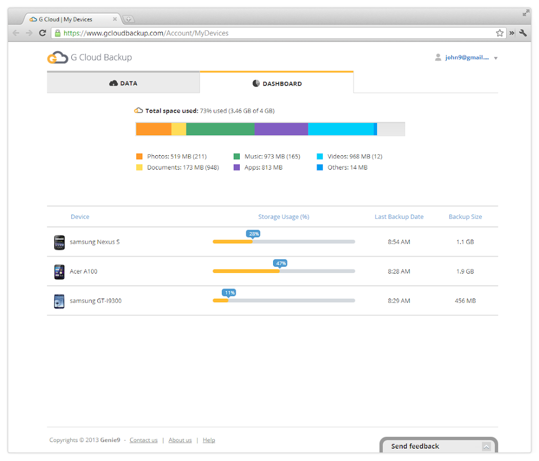 G Cloud Backup screenshot