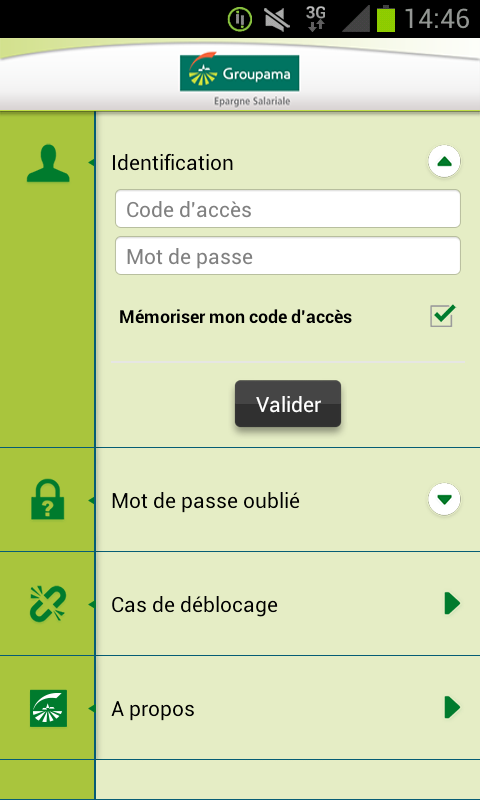 Android application Groupama Epargne Salariale screenshort