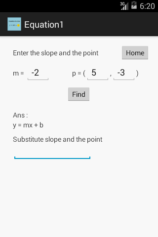 MATH/Equation of a Line Screen 3