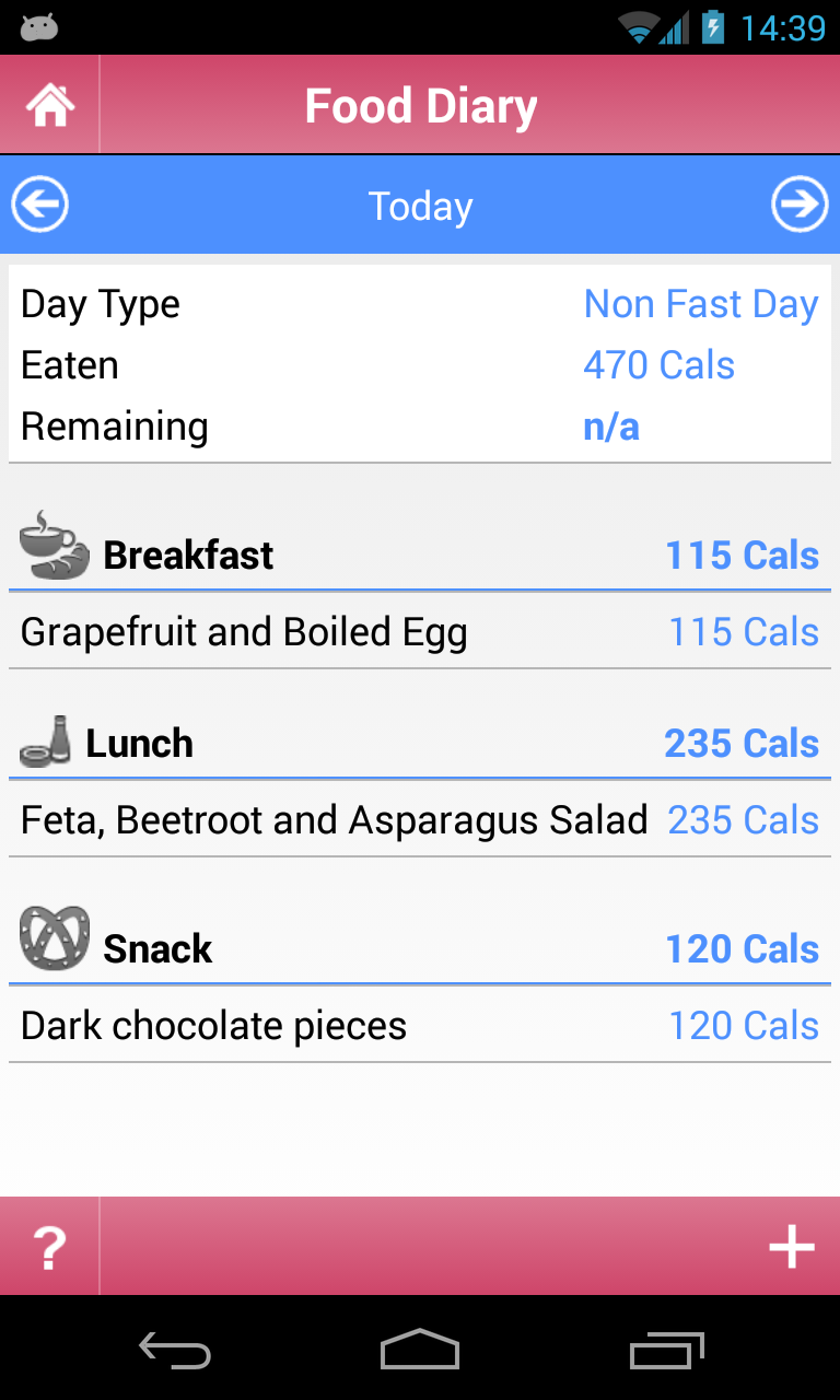 TrackMyFast 5:2 Diet Screen 3