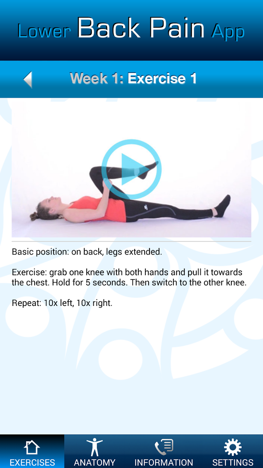 Lower back pain app Screen 2