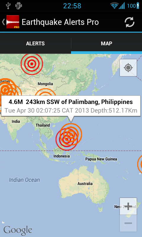 Earthquake Alerts Tracker Pro Screen 2