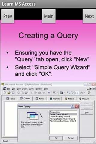 Learn MS Access Screen 3