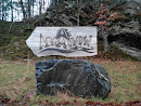 Abrahavn Wooden Sign on Rock