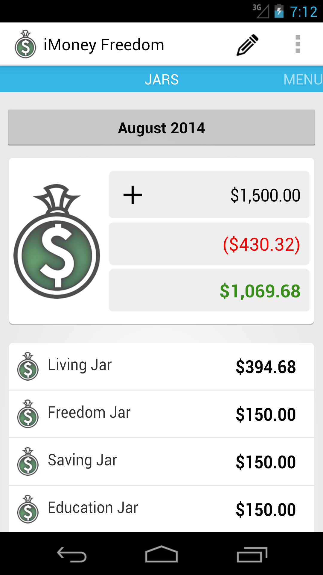 Android application iMoney Freedom screenshort