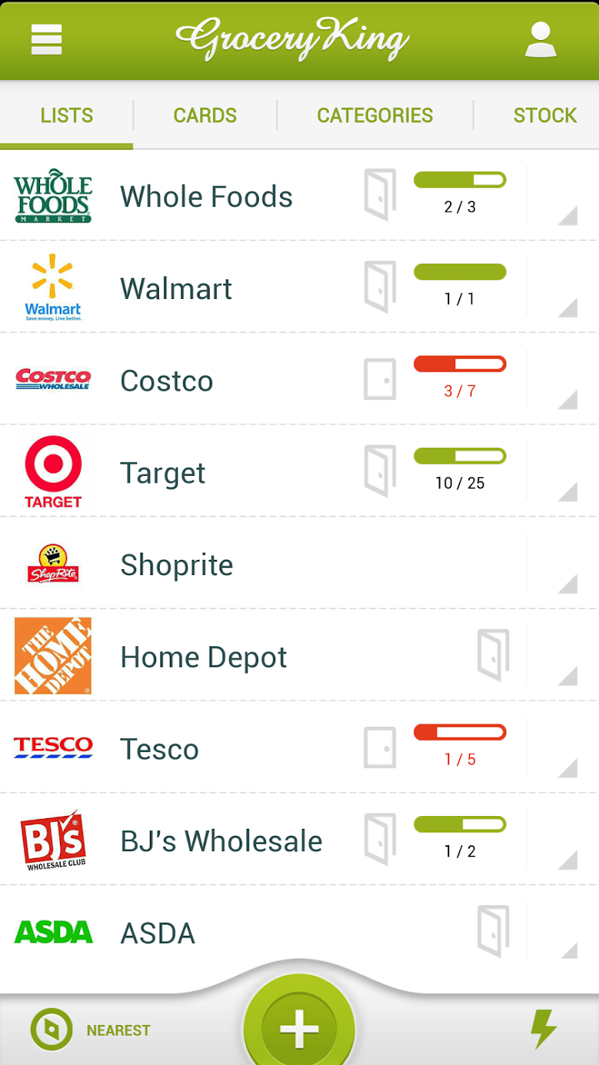 Grocery King Shopping List Screen 1