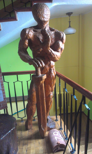 Swordsman's Sculpture in the Public Library Building