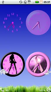 Girly Pink Clocks Widget