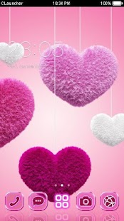 Fluffy Heart Pink Love Theme Screenshots 0