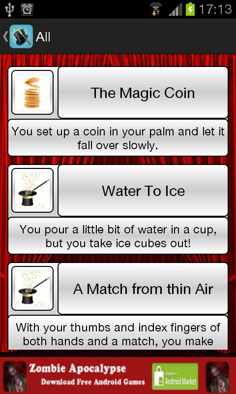 Magic-Tricks Tutorials Screen 2