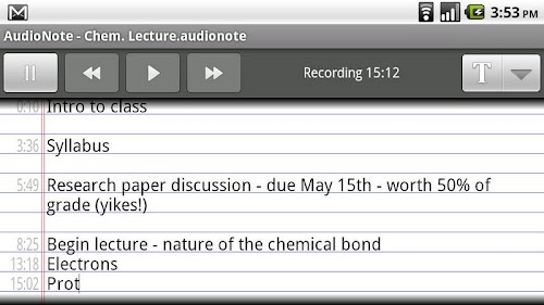 Android application AudioNote screenshort