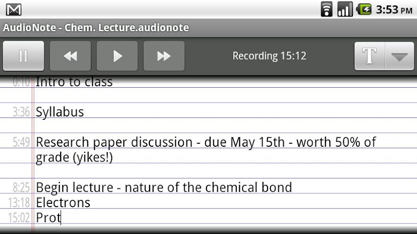 AudioNote Screen 1