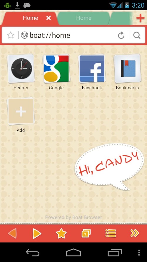 Android application Candy Boat Browser Theme screenshort