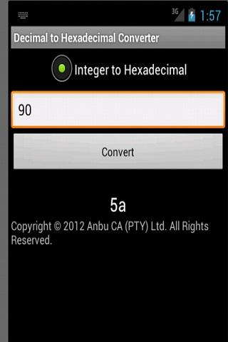 Super Decimal to Hexadecimal Screen 2