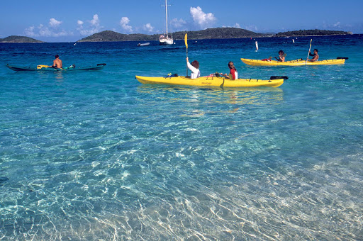 Kayaking on a quiet bay in the US Virgin Islands.