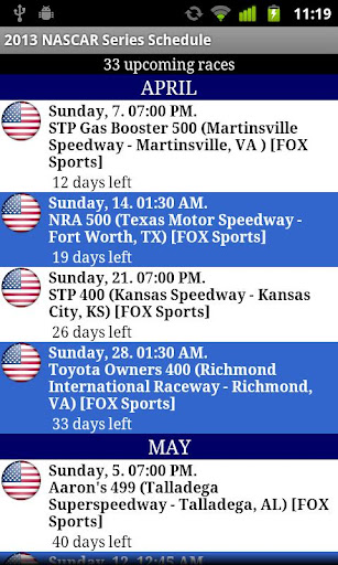 2015 Nascar Series Schedule