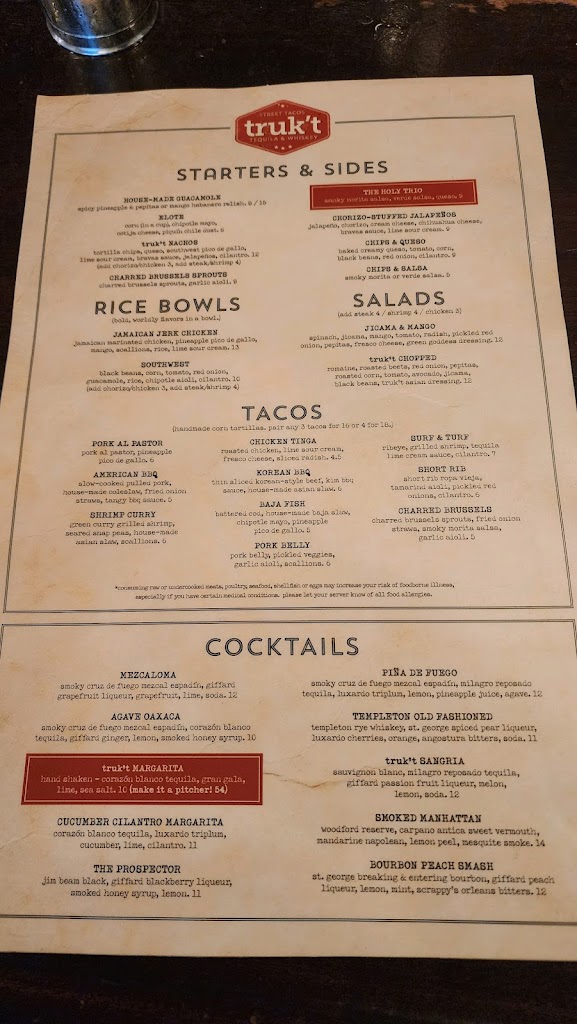 truk't | street tacos, tequila & whiskey