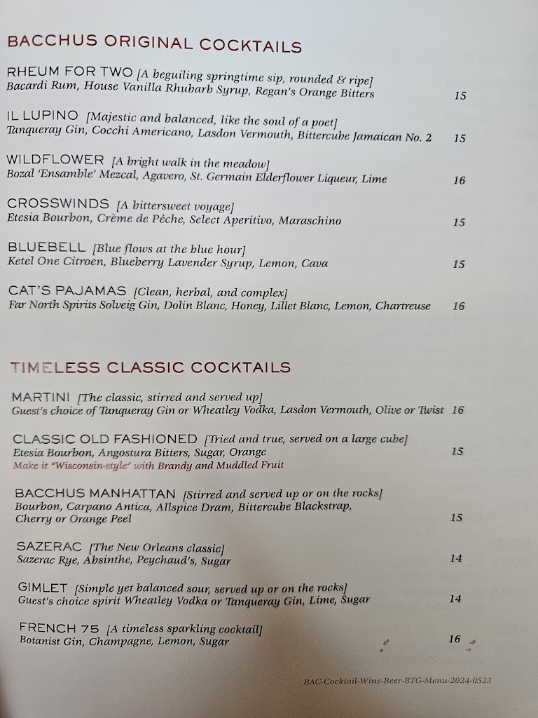  Bacchus - A Bartolotta Restaurant