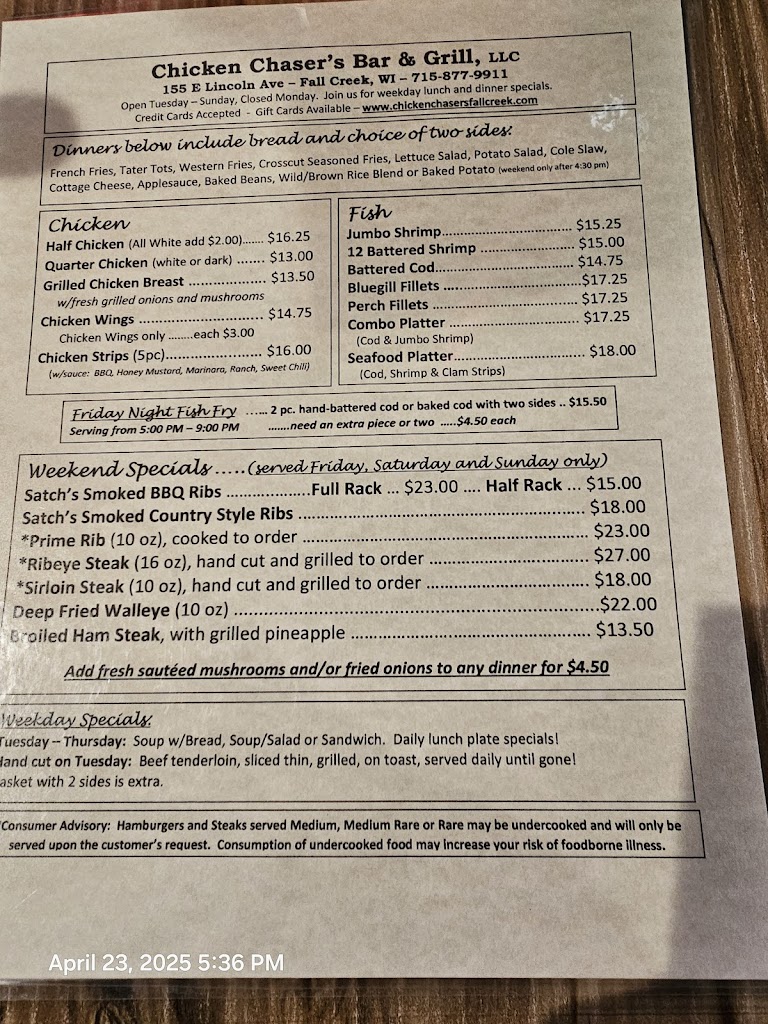  Chicken Chaser's Bar & Grill, LLC