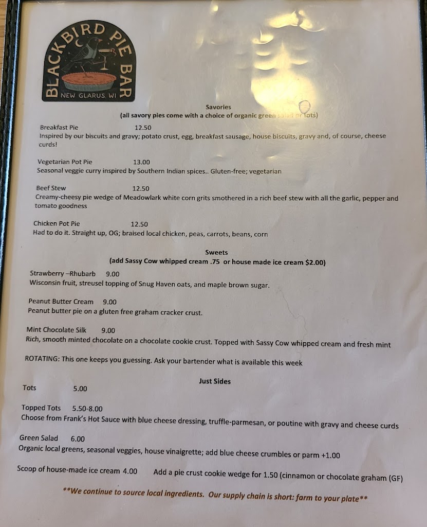  Cow & Quince Presents Blackbird Pie Bar