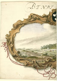 Cartouche met gezicht op het buitengoed Bentveld (linkerblad)