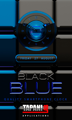 Black Blue clock widget analog