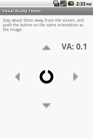 Visual Acuity Tester Screen 3