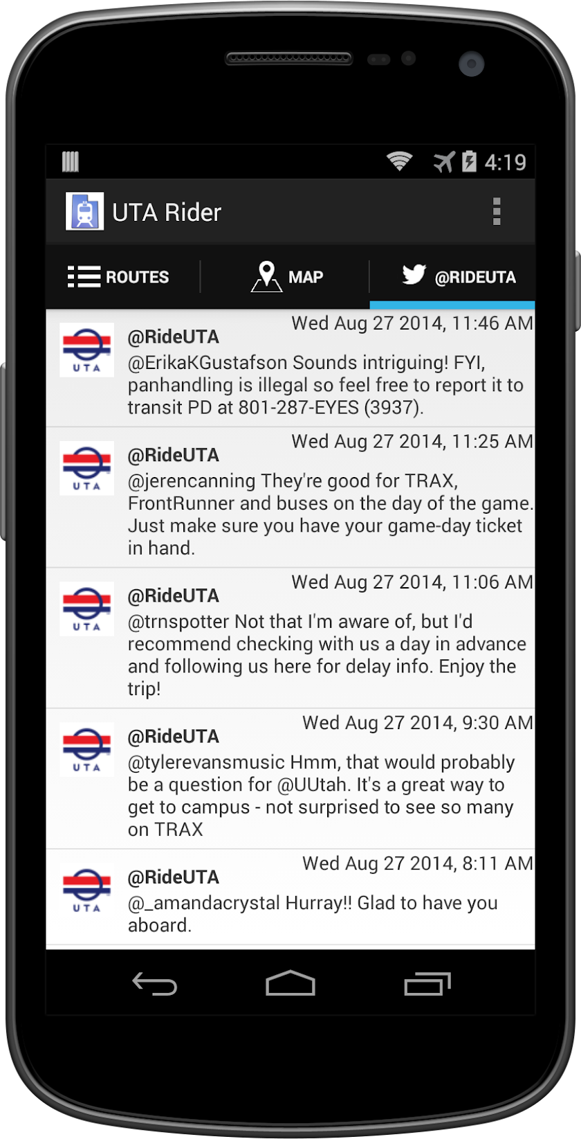 UTA Rider Screen 3