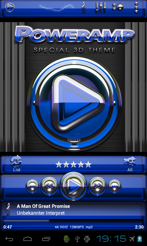 Poweramp skin Blue Glas deluxe Screen 2