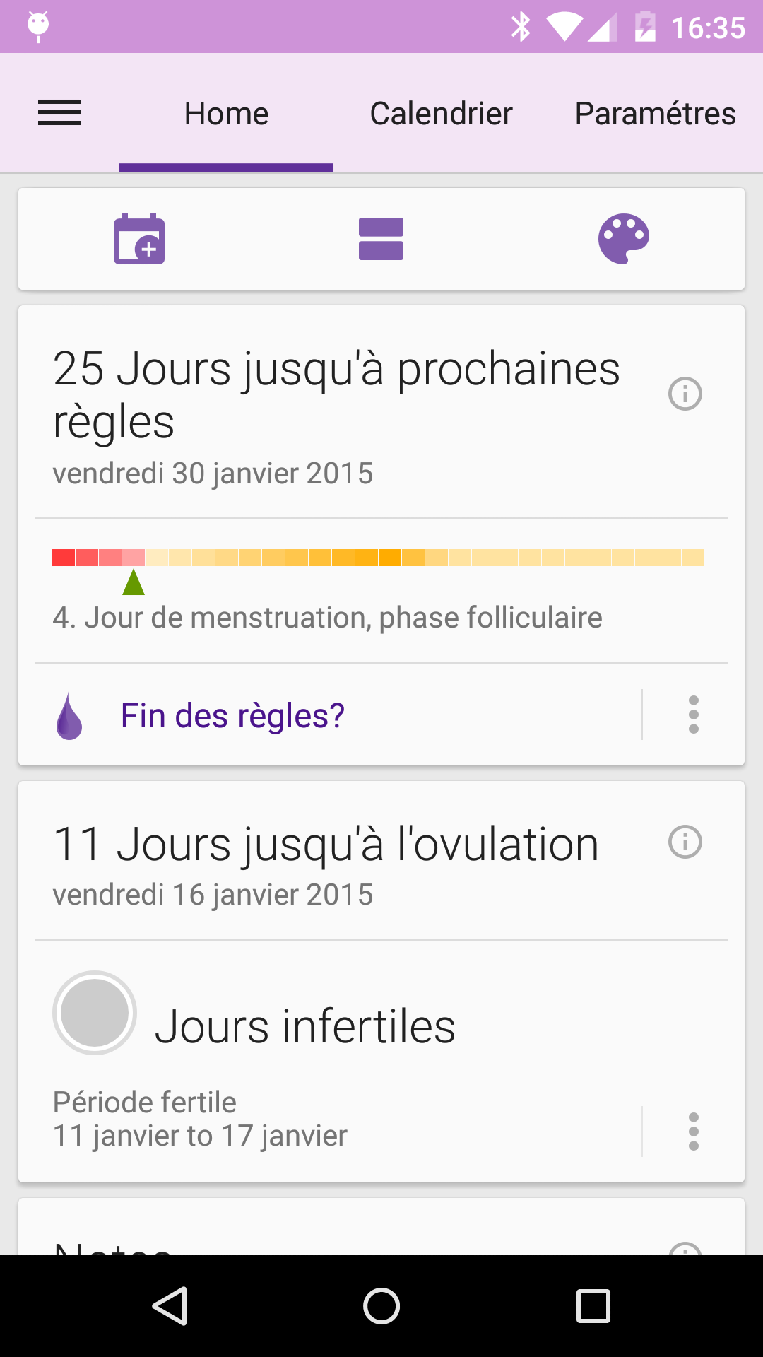 Android application Period and Ovulation Tracker screenshort