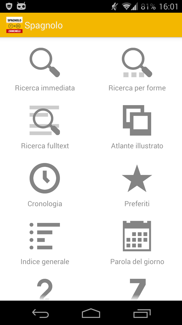 Dizionario Spagnolo Zanichelli Screen 1