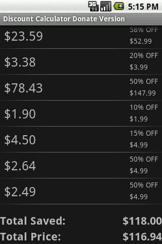 Discount Calculator Donate Screen 2
