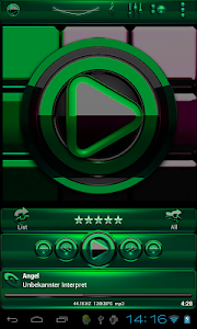 Poweramp skin Black Green v3.10