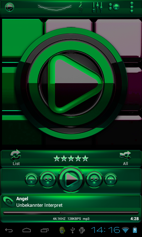 Poweramp skin Black Green Screen 2