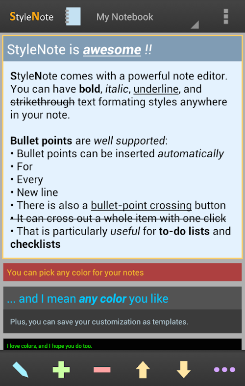 Android application StyleNote Pro screenshort