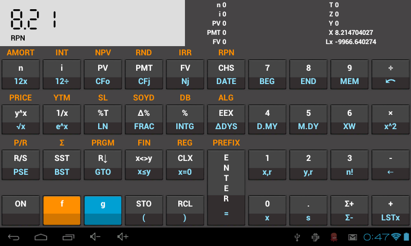 HP12c Financial Calculator Dem Screen 2