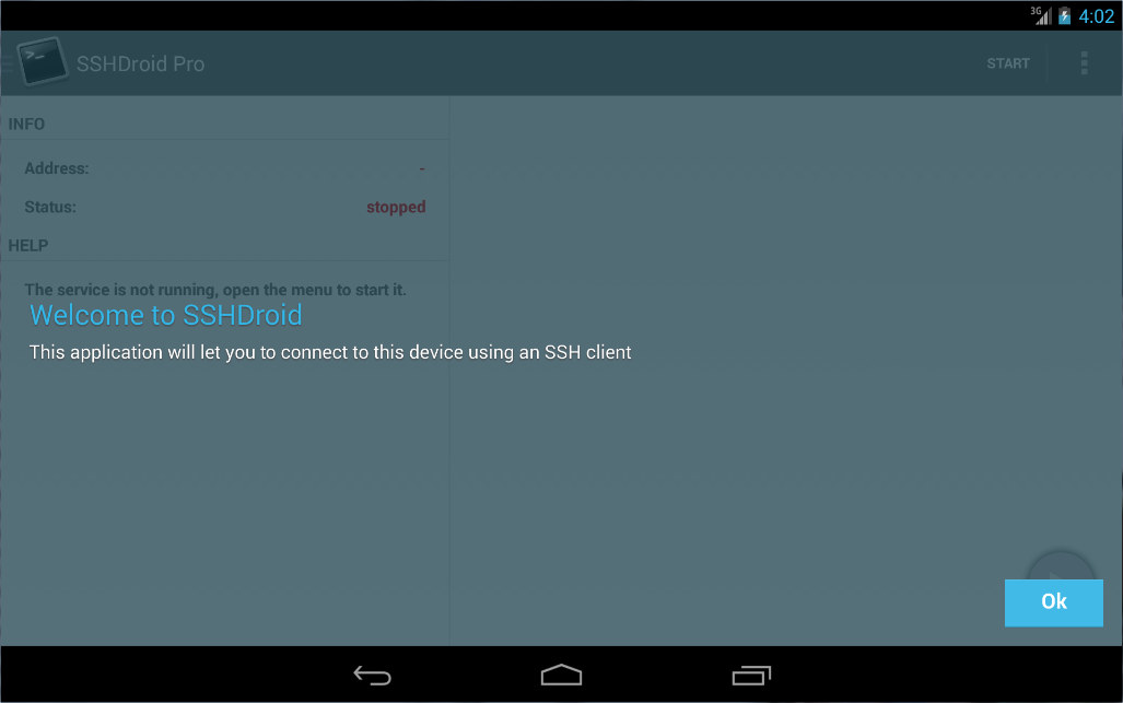   SSHDroid – posnetek zaslona 
