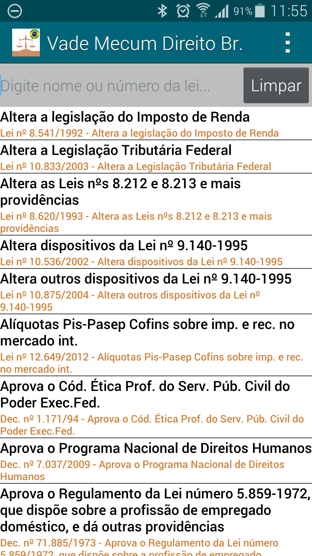Android application Vade Mecum Direito Brasil screenshort
