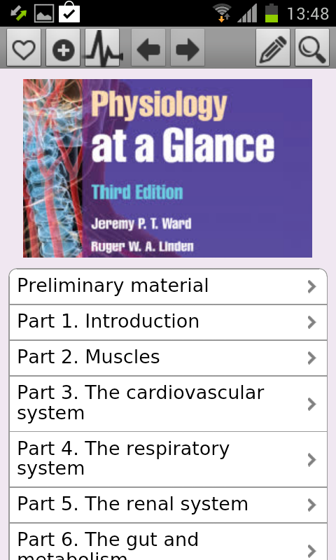 Android application Physiology at a Glance, 3ed screenshort